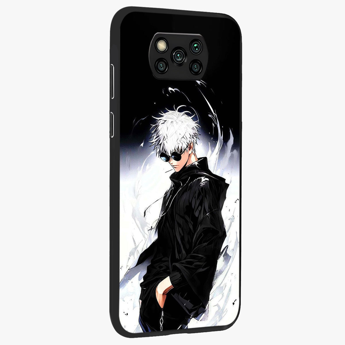 Limitless Shadow King Glass Case upright view showcasing bold shadow warrior artwork with epic fantasy theme.