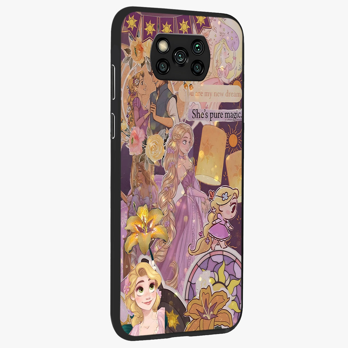 Magical Tangled Dream Glass Case upright view showcasing enchanting artistic artwork with dreamy fantasy theme.