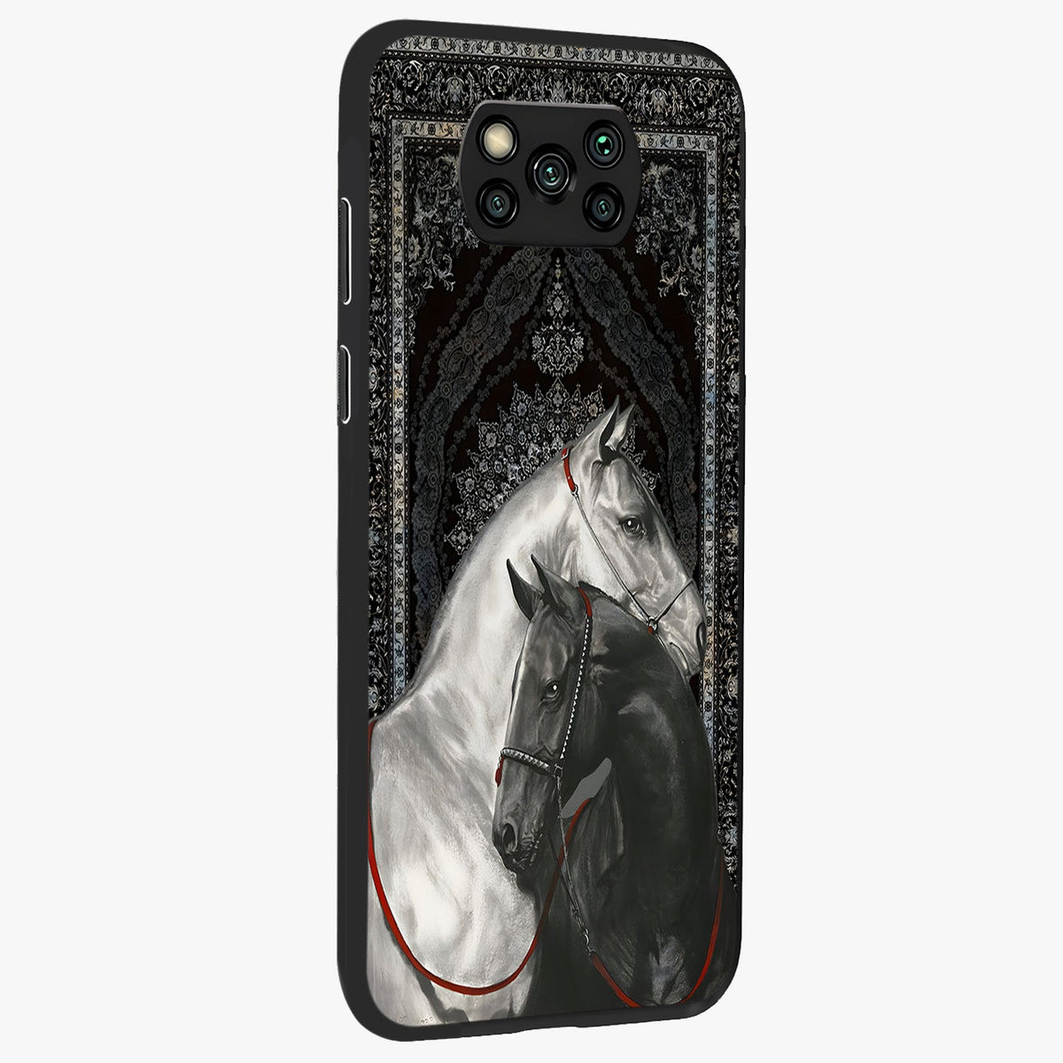 Majestic Ride Legacy Glass Case upright view showcasing dynamic ride inspired artwork with modern automotive theme.