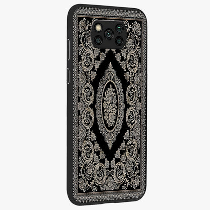 Noir Bloom Elegance Glass Case upright view showcasing graceful floral artwork with luxurious dark theme.