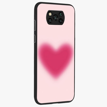 Pink Aura Heart Glass Case upright view showcasing romantic heart artwork with soft pastel theme.