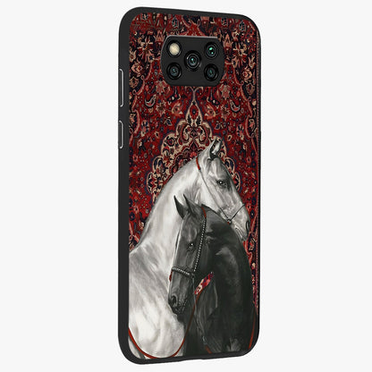 Regal Stallion Tapestry Glass Case upright view showcasing powerful horse artwork with elegant tapestry theme.