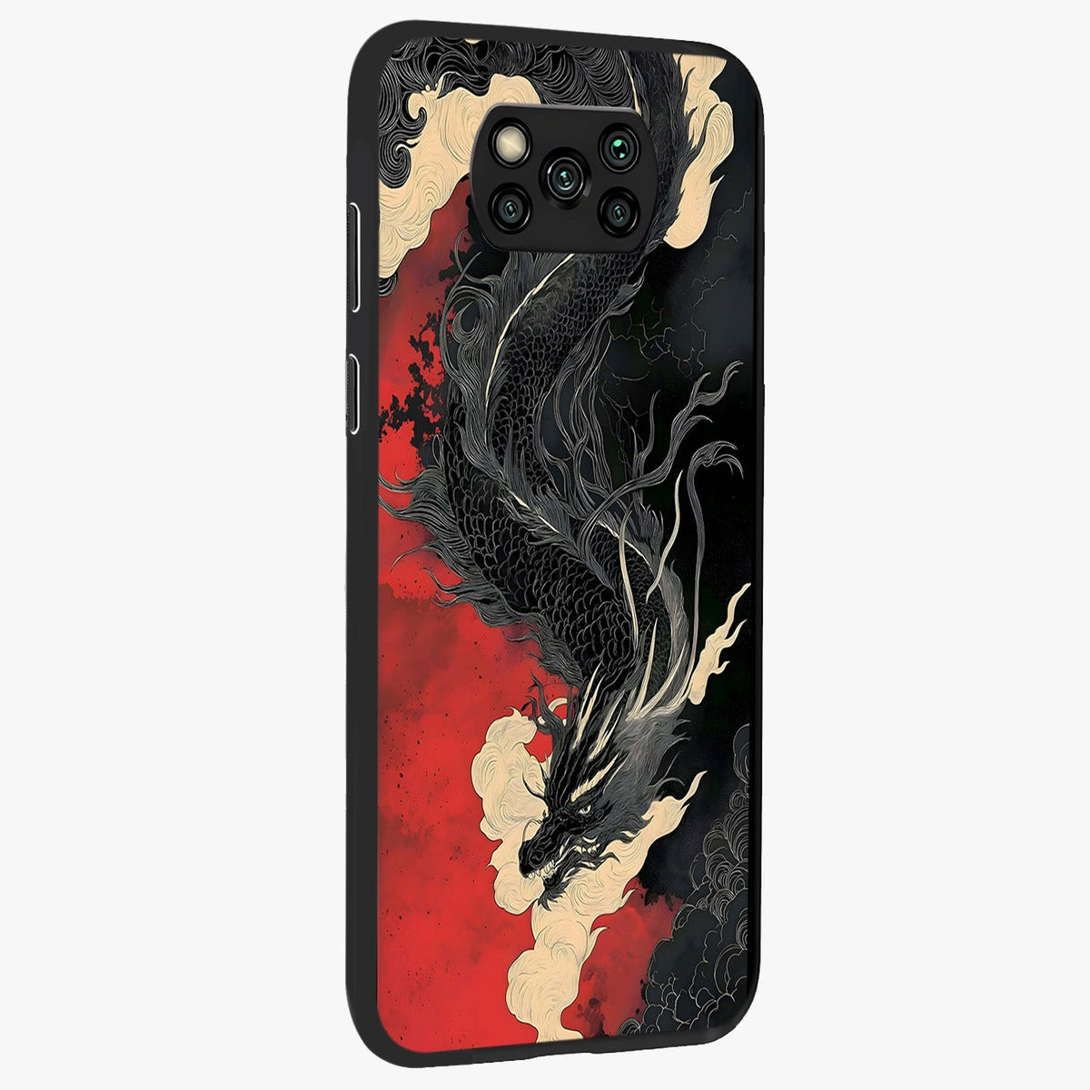 Shadow Dragon Fury Glass Case upright view showcasing intense dragon artwork with dramatic shadow theme.