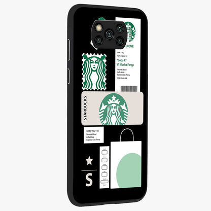 Starbucks Mocha Glass Case upright view showcasing trendy coffee inspired artwork with modern lifestyle theme.