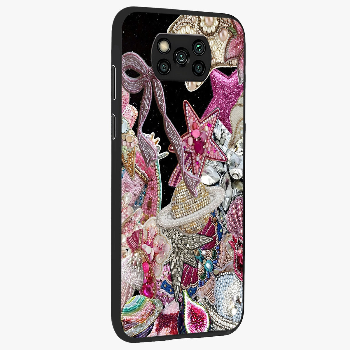 Starlit Jewel Dream Glass Case upright view showcasing radiant star inspired artwork with magical night theme.