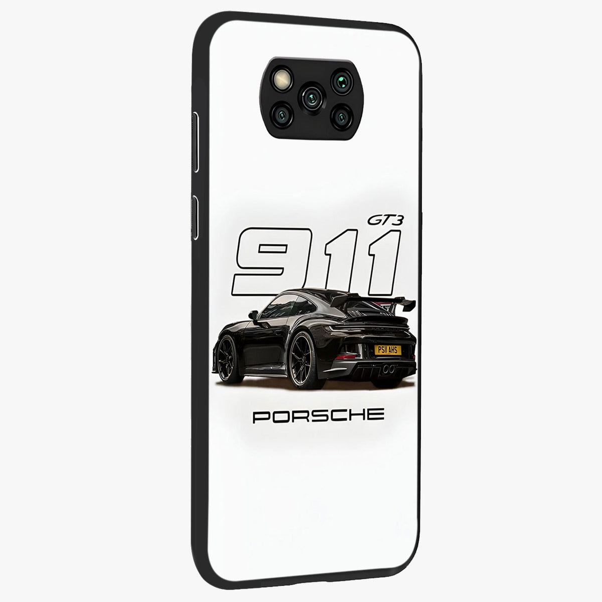 Turbo Legacy Icon Glass Case upright view showcasing bold racing inspired artwork with classic car theme.