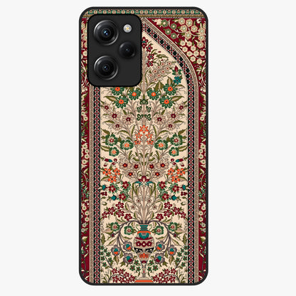 Persian Inspired Glass Case showing flat back view with ornate Persian style pattern artwork and glossy glass finish.