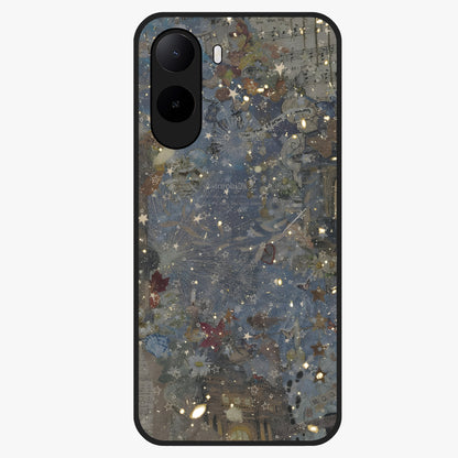 Aesthetic Astrolophia Glass Case showing flat back view with dreamy aesthetic design and glossy glass finish.