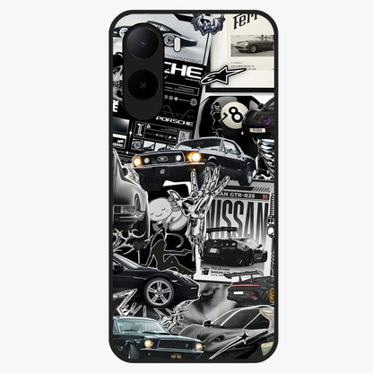 Aesthetic Dark Love Glass Case showing flat back view with dark romantic artwork and glossy glass finish.