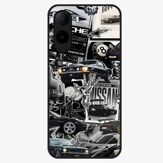 Aesthetic Dark Love Glass Case showing flat back view with dark romantic artwork and glossy glass finish.
