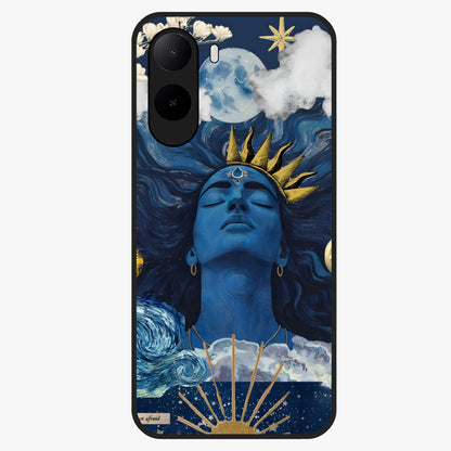 Aesthetic Lord Shiva Glass Case showing flat back view with divine Shiva artwork and glossy glass finish.