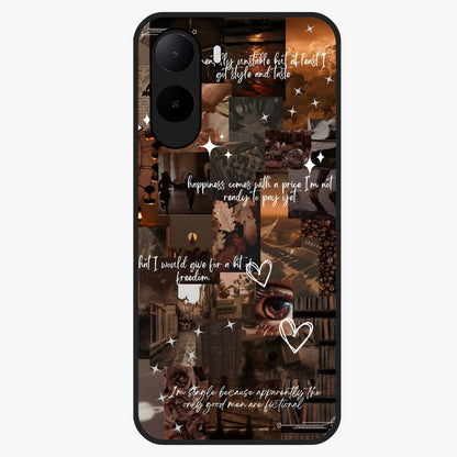 Bittersweet Aesthetic Chaos Glass Case showing flat back view with artistic chaotic aesthetic design and glossy glass finish.