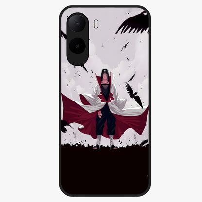 Crimson Crow Ascension Glass Case showing flat back view with mystical crow artwork and glossy glass finish.
