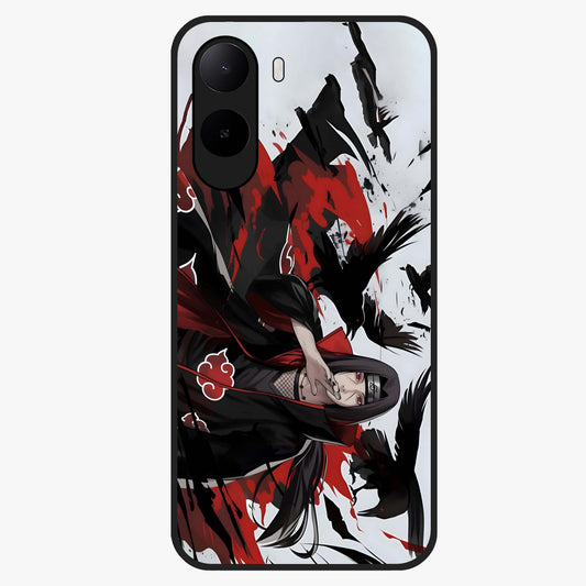 Crimson Crow Illusion Glass Case showing flat back view with artistic crow illusion artwork and glossy glass finish.