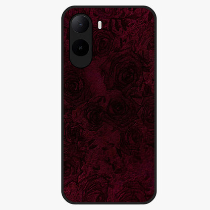 Crimson Fade Flow Glass Case showing flat back view with flowing crimson gradient artwork and glossy glass finish.