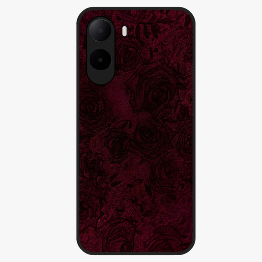 Crimson Fade Flow Glass Case showing flat back view with flowing crimson gradient artwork and glossy glass finish.