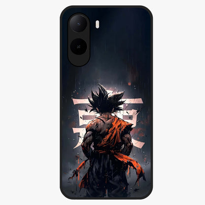 Dark Warrior In Rain Glass Case showing flat back view with warrior artwork in rainy atmosphere and glossy glass finish.