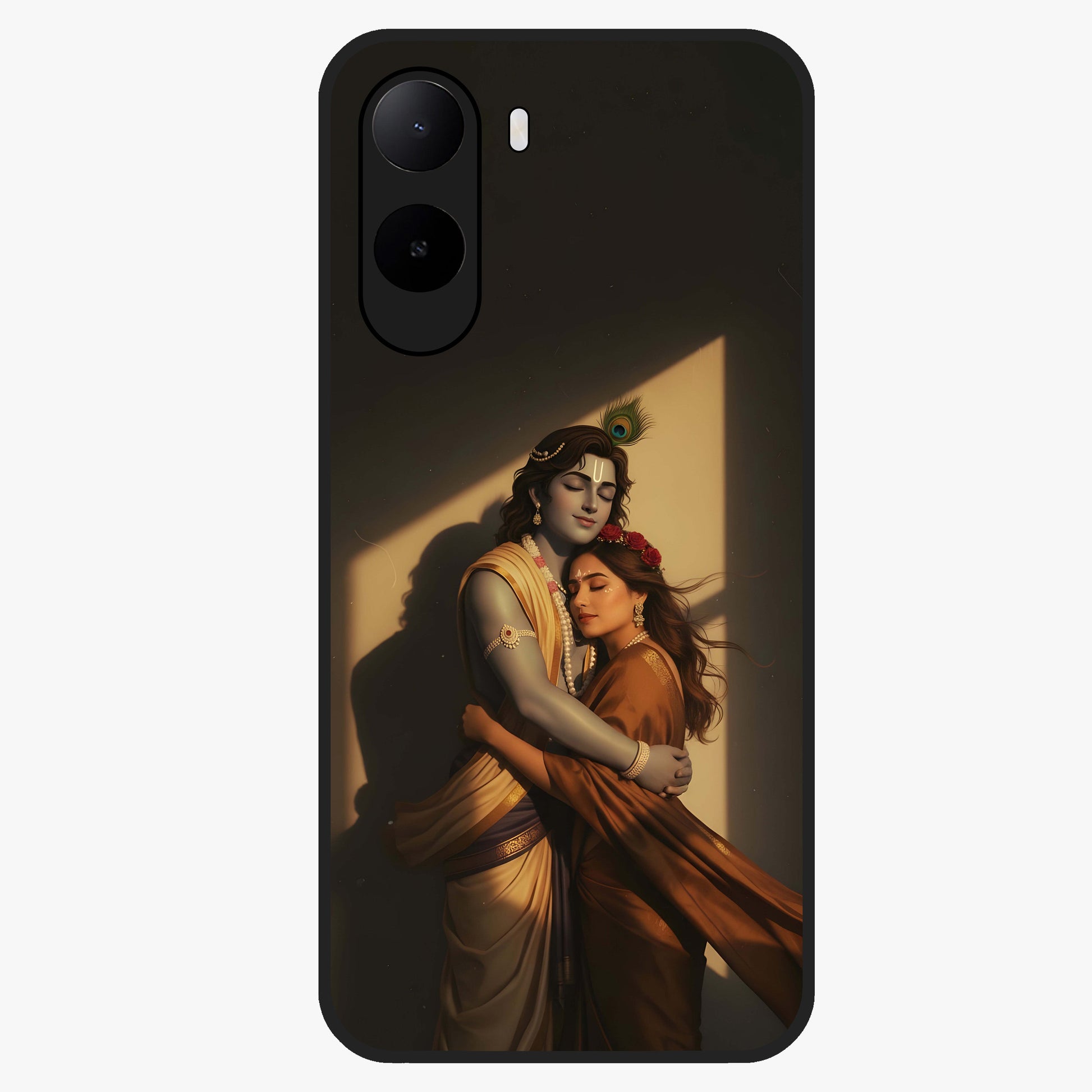 Divine Eternal Love Glass Case showing flat back view with spiritual love themed artwork and glossy glass finish.