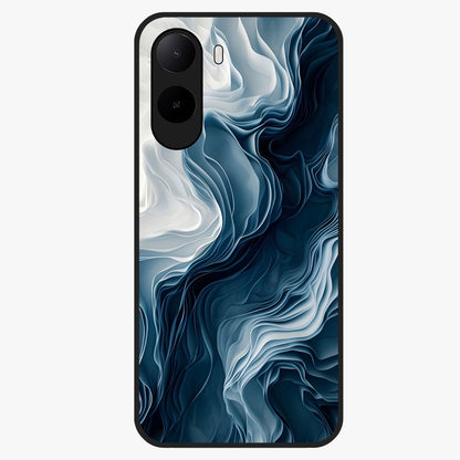 Ethereal Paper Marble Glass Case showing flat back view with soft marble paper texture artwork and glossy glass finish.