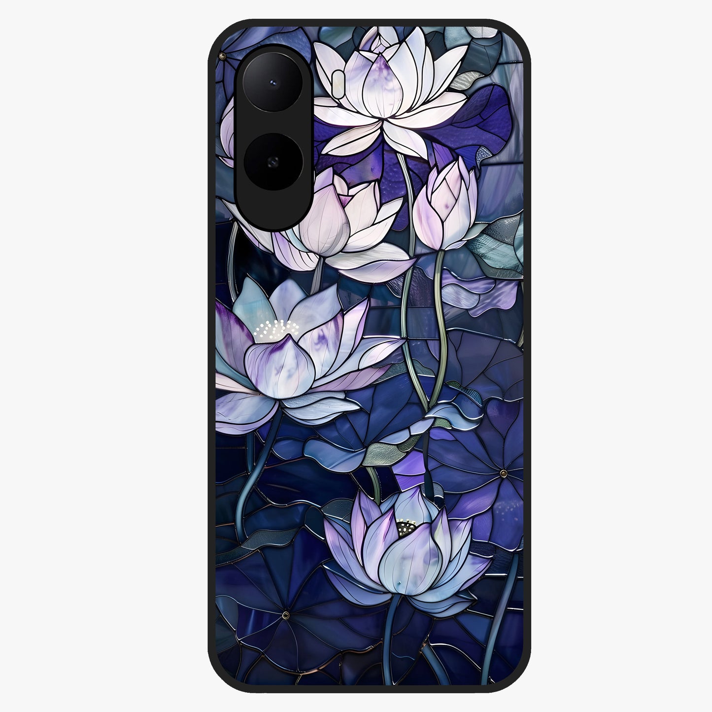 Gloss Petal Rush Glass Case showing flat back view with glossy flower petal artwork and smooth glass finish.