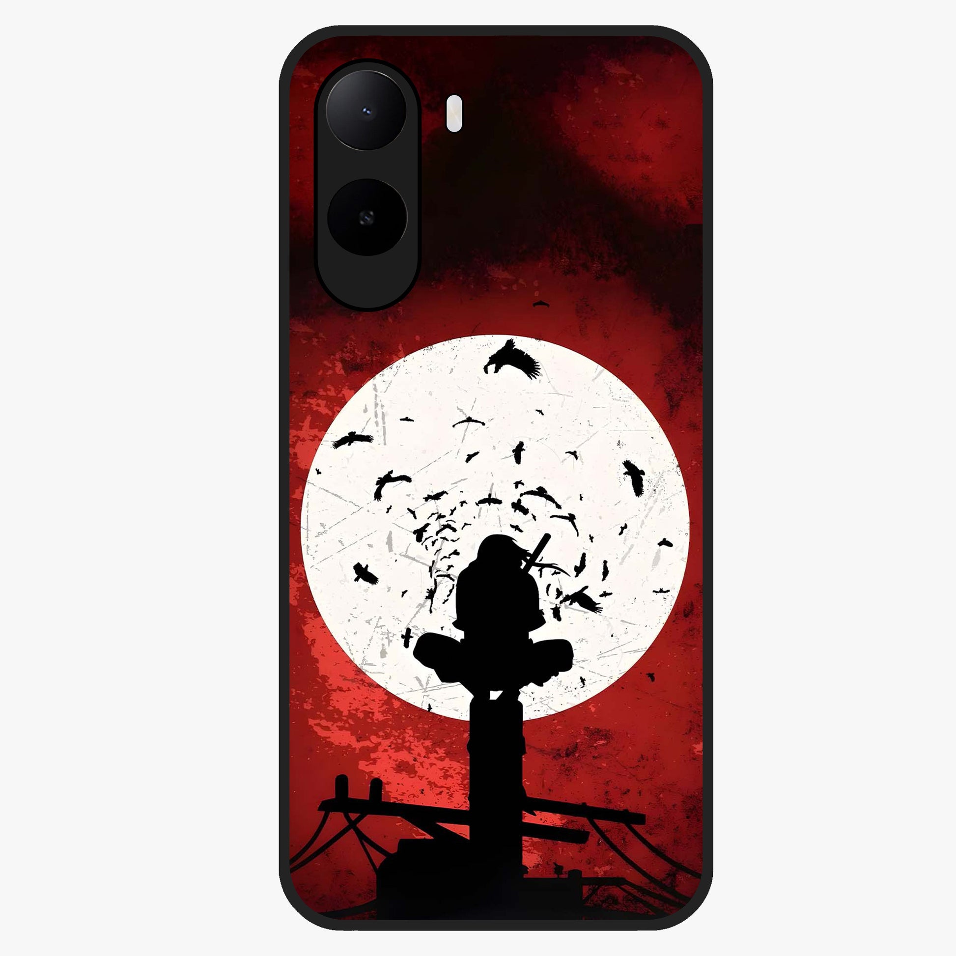 Itachi Limited Edition Naruto Anime Glass Case showing flat back view with iconic anime character artwork and glossy glass finish.