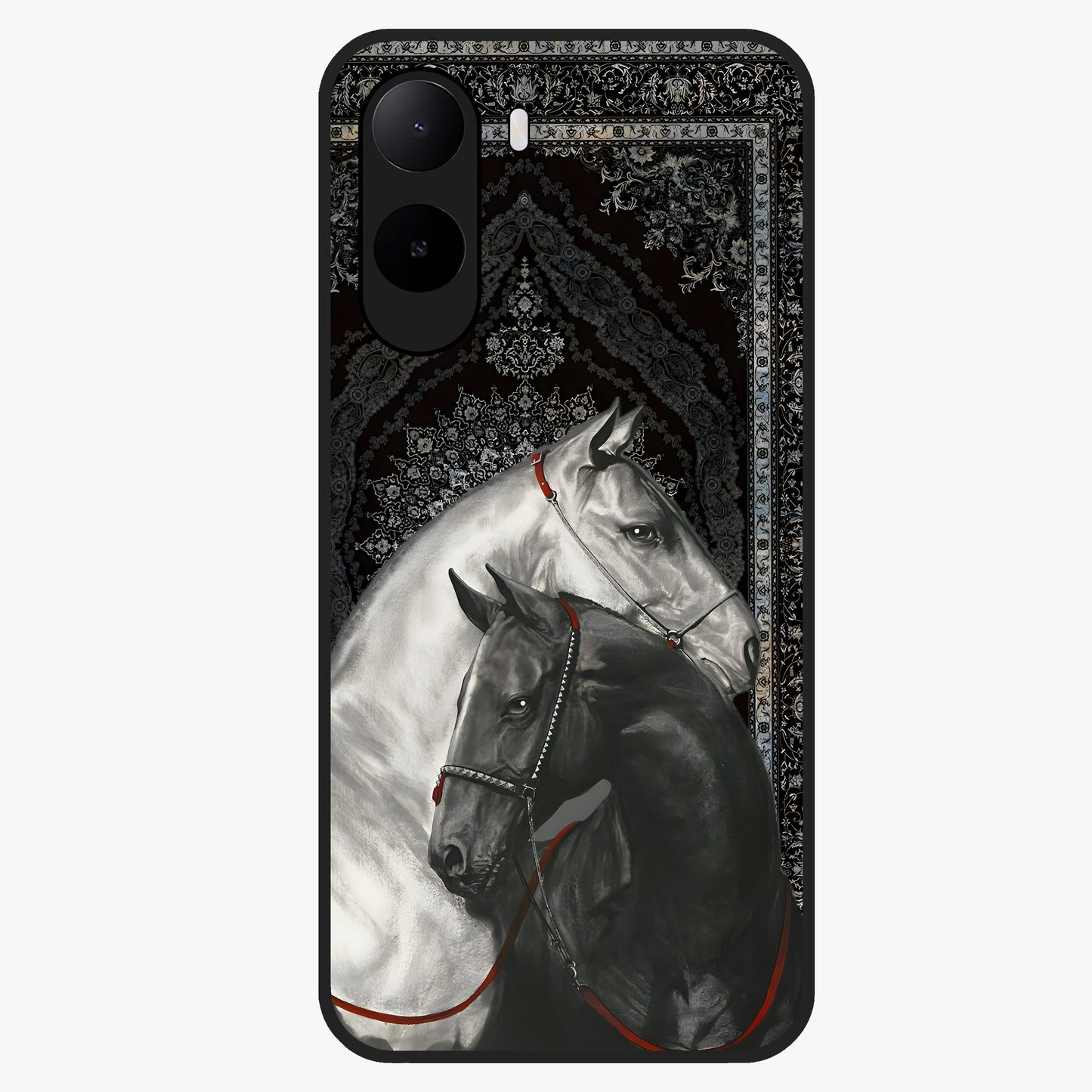 Majestic Ride Legacy Glass Case showing flat back view with powerful automotive inspired artwork and glossy glass finish.