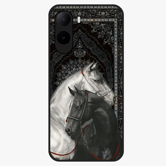 Majestic Ride Legacy Glass Case showing flat back view with powerful automotive inspired artwork and glossy glass finish.