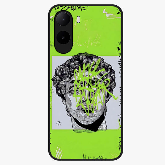 Neo Graffiti Rebellion Glass Case showing flat back view with vibrant graffiti artwork and glossy glass finish.