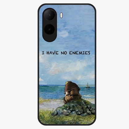 Peace Beyond War Glass Case showing flat back view with symbolic peace themed artwork and glossy glass finish.