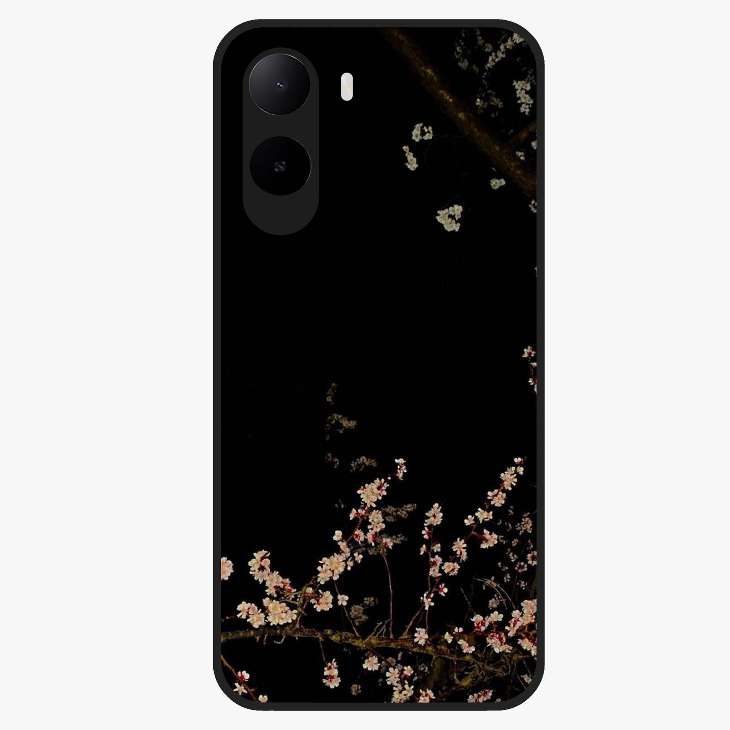 Petal Moon Light With Custom Name Glass Case showing flat back view with floral moonlight artwork and personalized name design.