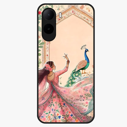 Royal Grace Muse Glass Case showing flat back view with elegant artistic artwork and glossy glass finish.