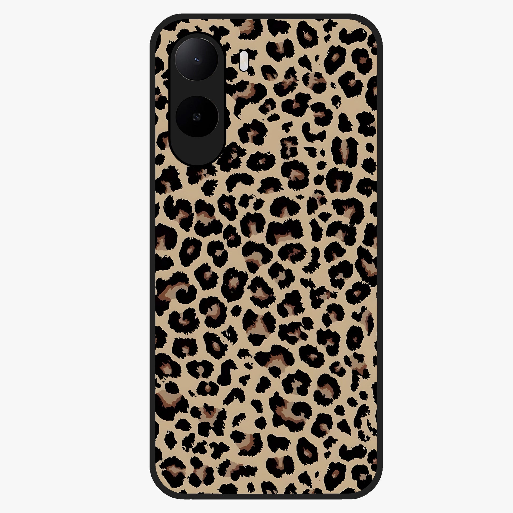 Savage Chic Pattern Glass Case showing flat back view with stylish patterned artwork and glossy glass finish.