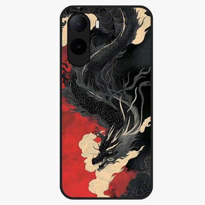 Shadow Dragon Fury Glass Case showing flat back view with fierce dragon artwork and glossy glass finish.