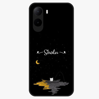 Silent Night Row Glass Case showing flat back view with calm night themed artwork and glossy glass finish.