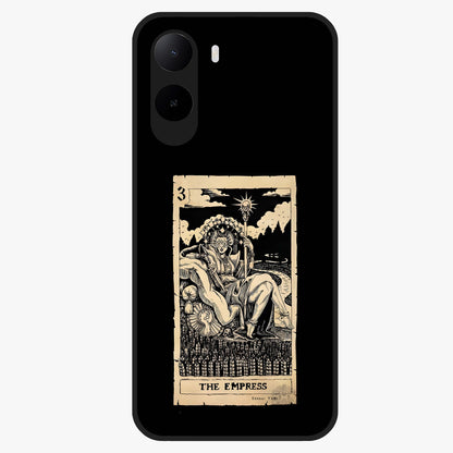 The Empress Glass Case showing flat back view with regal feminine artwork and glossy glass finish.