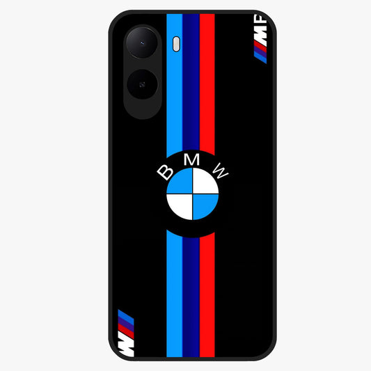 Turbo BMW Beast Glass Case showing flat back view with high performance sports car artwork and glossy glass finish.
