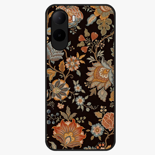 Vintage Floral Dream Glass Case showing flat back view with classic floral artwork and glossy glass finish.