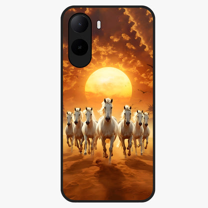 Wild Sunset Majesty Glass Case showing flat back view with majestic sunset landscape artwork and glossy glass finish.
