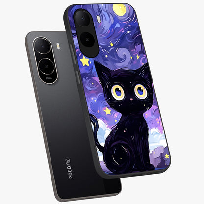 Abstract Cat Art Glass Case displayed in angled mockup highlighting modern abstract cat artwork and sleek glass surface.