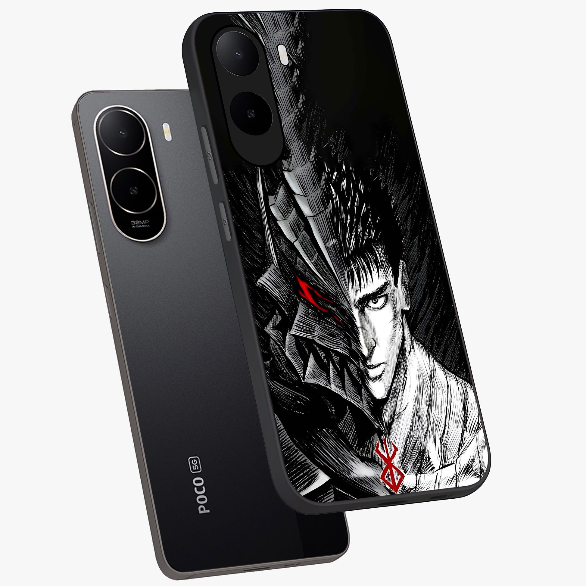Berserker Blood Oath Glass Case displayed in angled mockup highlighting dark fantasy graphic design and powerful theme.