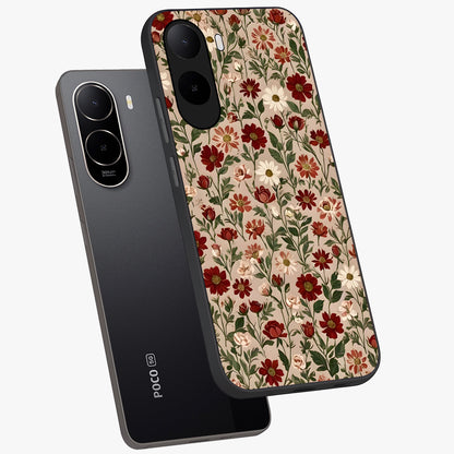 Biege Flower With Leaf Glass Case displayed in angled mockup highlighting minimal floral leaf design and elegant aesthetic.