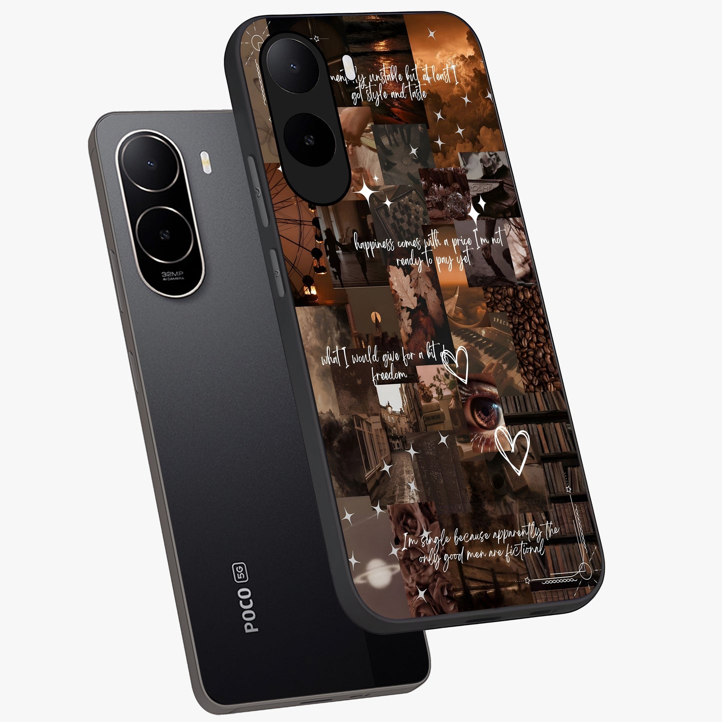 Bittersweet Aesthetic Chaos Glass Case displayed in angled mockup highlighting expressive abstract artwork and edgy aesthetic theme.