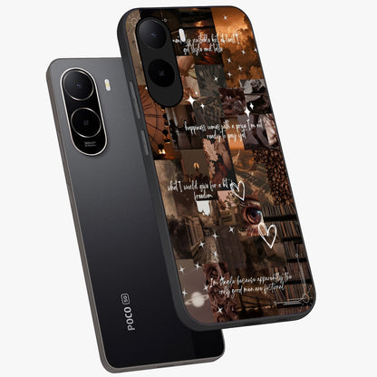 Bittersweet Aesthetic Chaos Glass Case displayed in angled mockup highlighting expressive abstract artwork and edgy aesthetic theme.