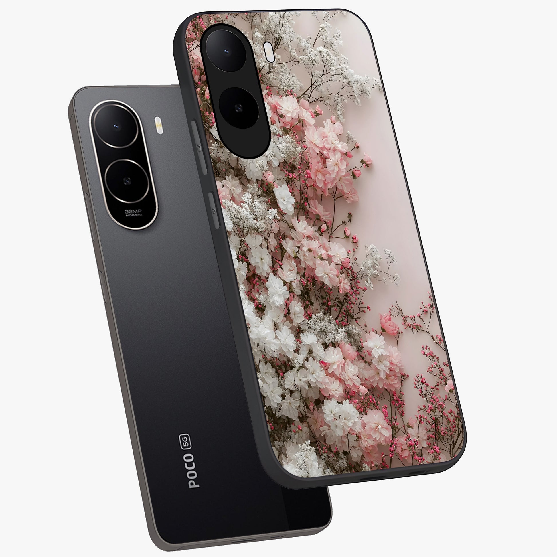 Blush Blossom Cloud Glass Case displayed in angled mockup highlighting soft cloud and blossom design with pastel aesthetic.