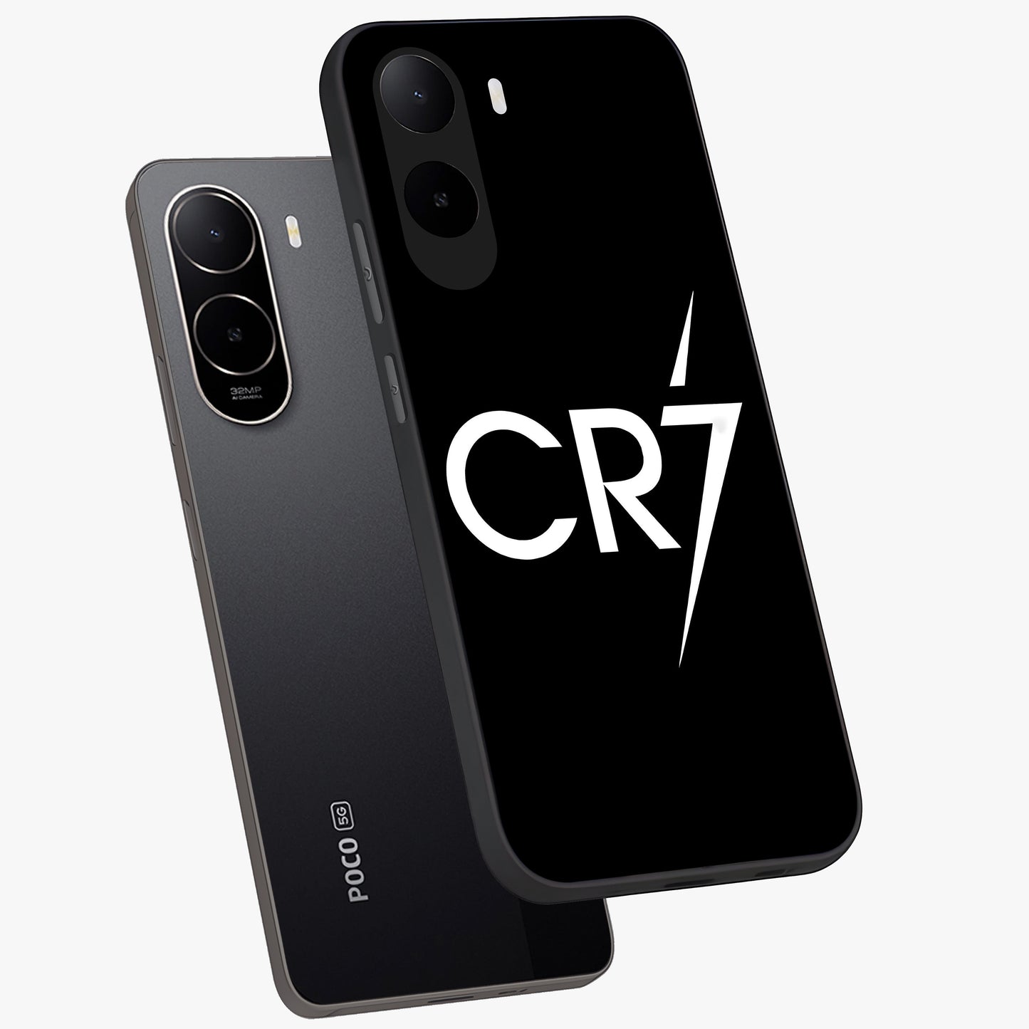 Cr7 Elite Strike Glass Case displayed in angled mockup highlighting powerful sports graphic with bold athletic theme.
