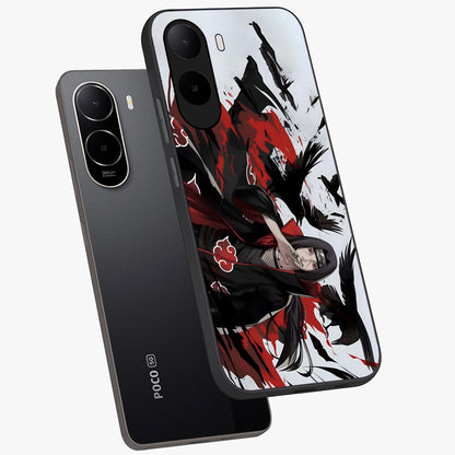 Crimson Crow Illusion Glass Case displayed in angled mockup highlighting mysterious crow graphic with dark aesthetic style.