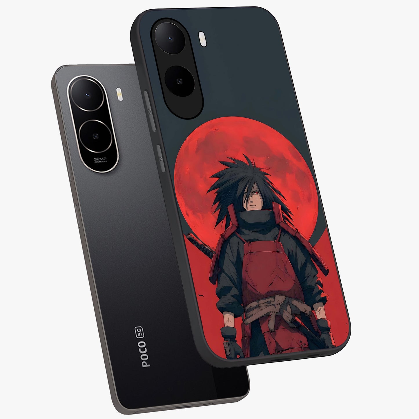 Crimson Moon Warlord Glass Case displayed in angled mockup highlighting dramatic crimson moon design with fantasy aesthetic.