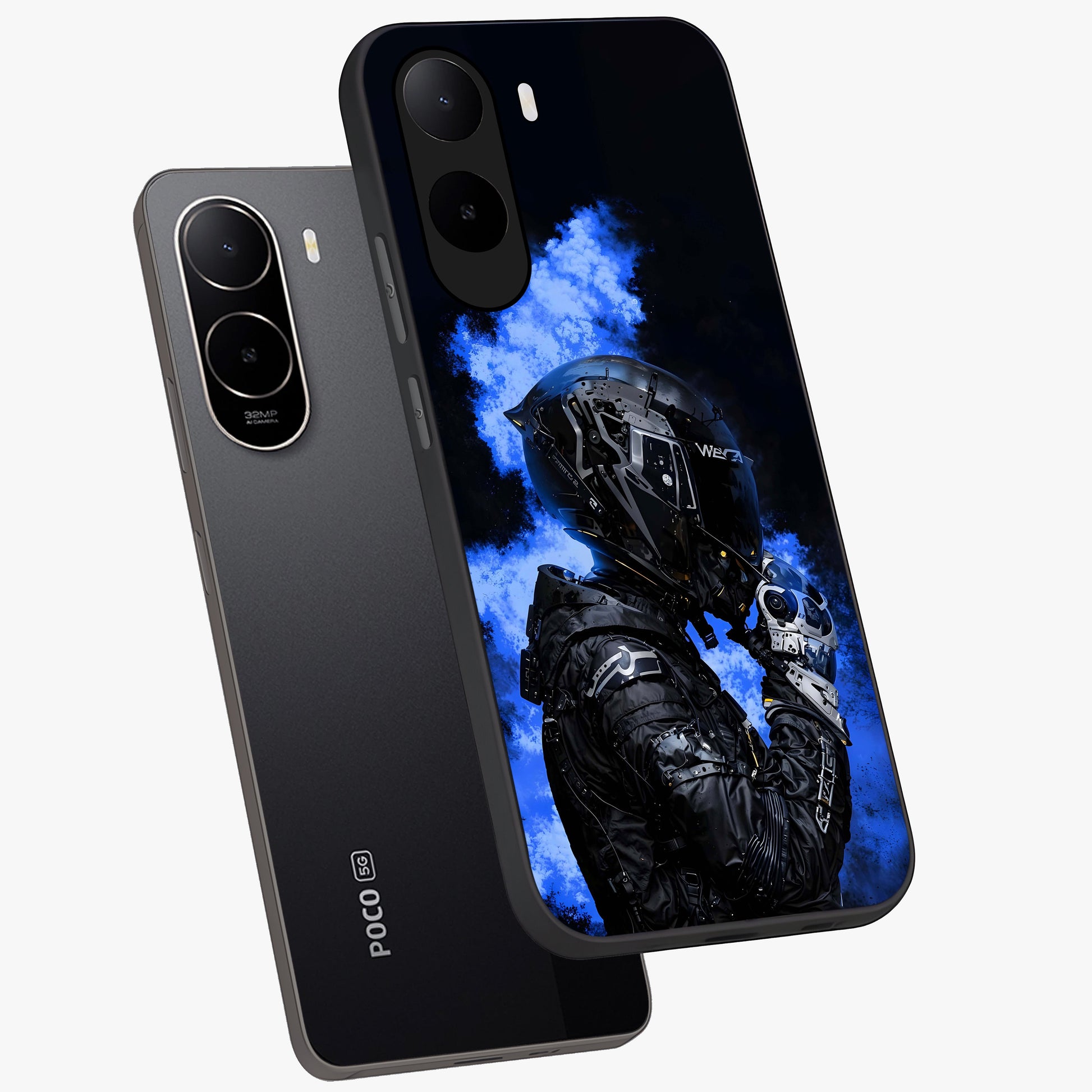 Cyber Sentinel Protocol Glass Case displayed in angled mockup highlighting digital cyber design with sci-fi aesthetic style.