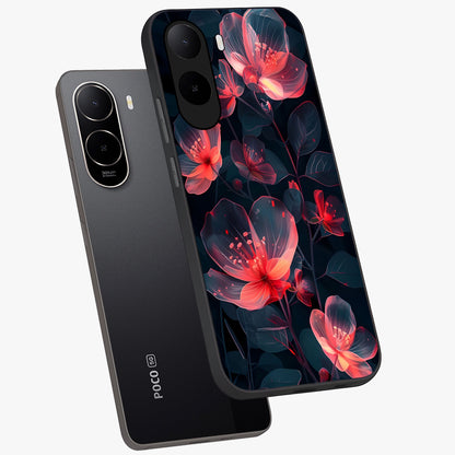 Dark Shade of Flower Glass Case displayed in angled mockup highlighting moody floral illustration with aesthetic dark tones.