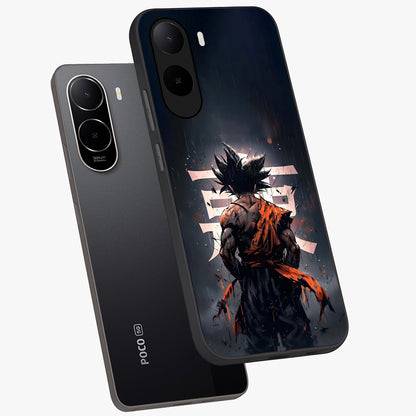 Dark Warrior In Rain Glass Case displayed in angled mockup highlighting dramatic warrior illustration with dark rain aesthetic.